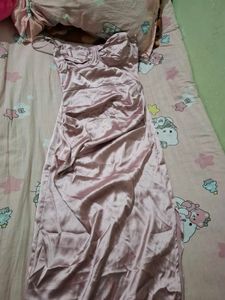 Satin Ruched Midi Dress