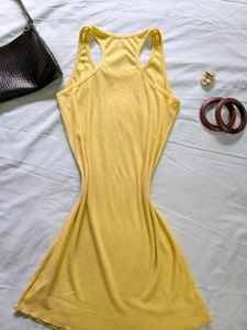Yellow Ribbed Racerback Top