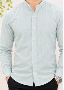 Men's Casual Band Collar Shirt