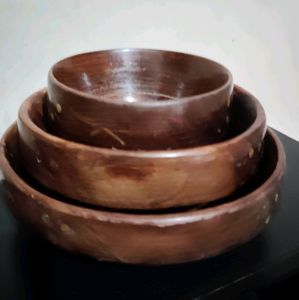 Set of 3 Wooden Mixing Bowls