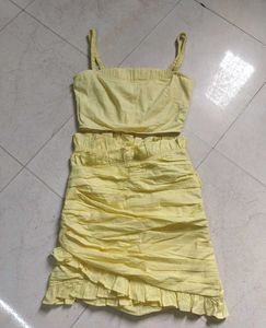 Cute Yellow Crop Top &amp; Skirt Set