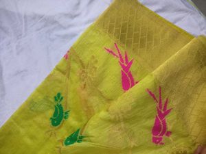 Party wear Yellow Saree with Bird Motifs