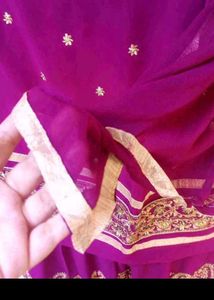 Unstitched Purple Embroidered garara Suit