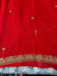 Elegant Red Embroidered Saree