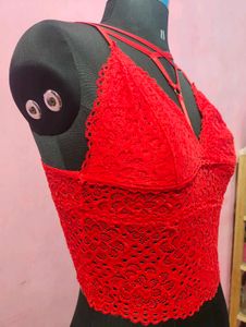 Red Lace Bralette Crop Top ❤️
