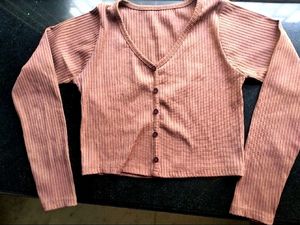 V NECKLINE BROWN TOP