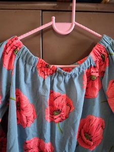 Floral Off-Shoulder Bell Sleeve Top
