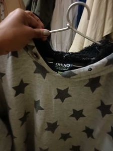 Grey Star Print Hoodie