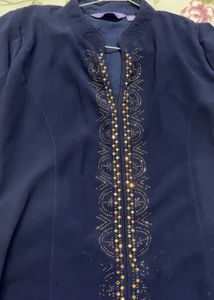 Elegant Navy Embellished Maxi Dress