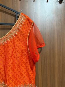 Elegant Orange Ethnic xxl Anarkali kurti