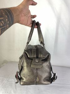 Mila Schon Metallic Bronze Leather Shoulder bag