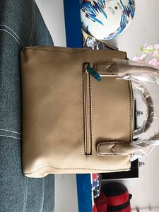 Lavie Beige Textured Handbag