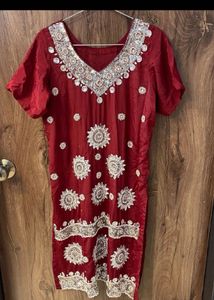 Maroon Embellished Kurti