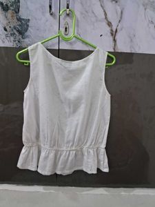 White Sleeveless Top with Floral Print