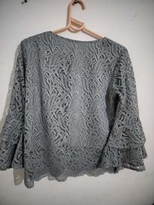 Elegant Lace &amp; Pearl Embellished Top