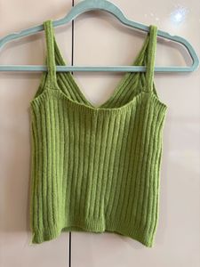 Ribbed Knit V-Neck String Top