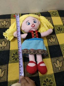 Cute Plush Doll with Blonde Pigtails