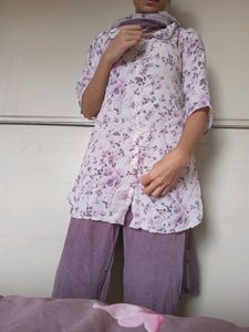 Lavandar Kurta Plazo And Dupatta Set