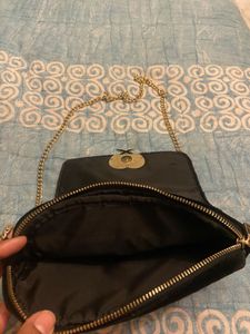 H&amp;M Chic Black Velvet Heart Sling Bag