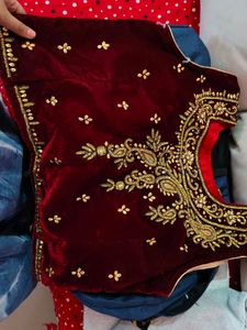 Maroon Velvet Embroidered Blouse