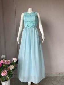 Vintage Aqua Chiffon Gown FIXED PRICE