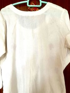 Cotton White Embroidered Kurta