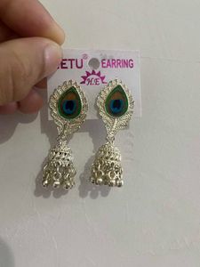 Peacock Feather Jhumka Earrings