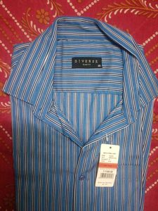 Diverse Slim Fit Blue Striped Formal Shirt