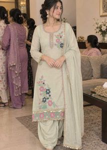 Beautiful Skin Colour Embroidered Suit
