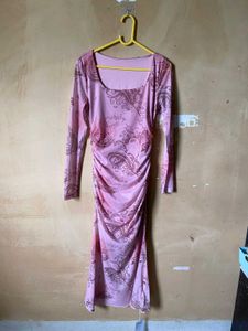 Pink Paisley Print Bodycon Dress