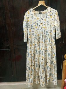 White Printed Kurti Dress