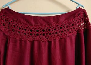 XXL Maroon Top with Cut-outs