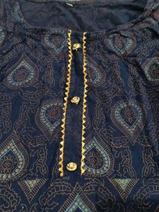 Printed Navy Blue Kurta