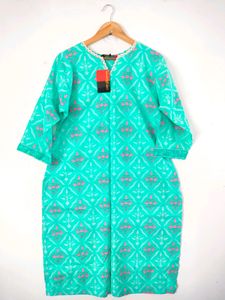 Cyan Printed Casual Kurta (Women's)