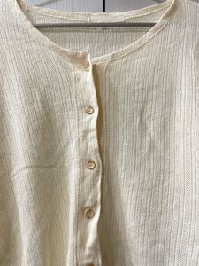 Cream Cropped Button-Up Top