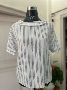 Striped Blouse with Sailor Collar