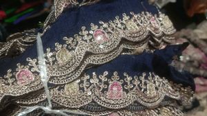 Lace cut work  navy blue colour