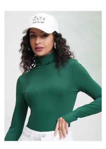 Chic Green Turtleneck Bodysuit
