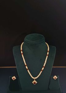 Elegant Pearl Necklace with Earrings Set