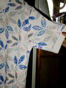 Leaf Print Peter Pan Collar Top