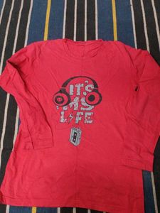 Red Graphic Print Long Sleeve Tee