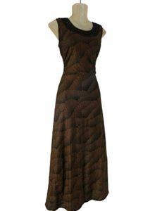 Elegant Brown Beaded Maxi Dress