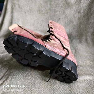 N. Unique Pink Lace-Up Combat Boots