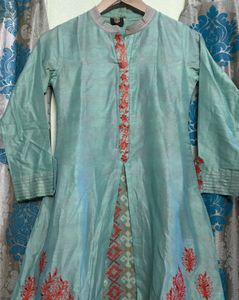 Beautiful Aqua Kurta with Red Embroidery