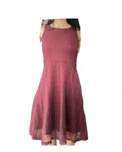 Burgundy imported Sleeveless Fit &amp; Flare Dress