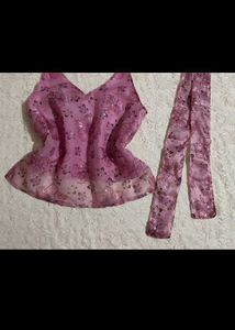 y2k desi chatpata backless Pink Halter Top with Sc