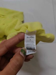 Chic Yellow Ribbed Collared Top