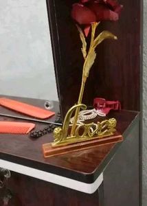 Artificial Red Rose with Love Stand