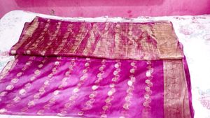 Beautiful Purple Saree with Silver Embellishments