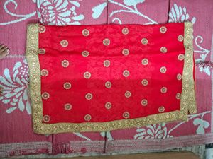 Red Saree with Golden Embellishments